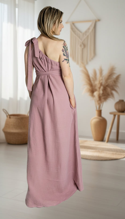 Dámské šaty z mušelínu ,na jedno rameno -Allie