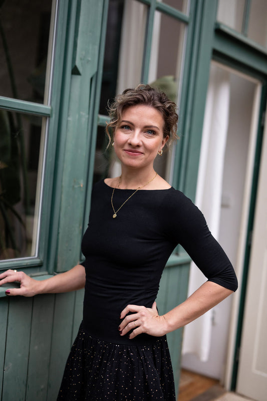 damske-saty-bambus-muselin-3/4-rukav-jednoduchost-styl-pro-kazde-rocni-obdobi-vecere-k-mori-elegantni-zlate-tecky-cerna