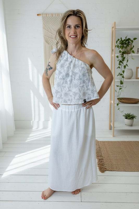 Dámský top z mušelínu, na jedno rameno -Alis