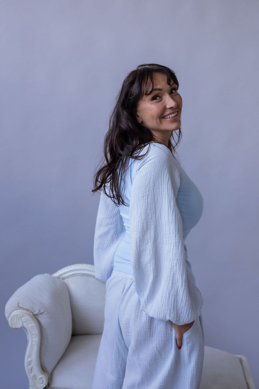 Dámská halenka z mušelínu a úpletu - Andromeda