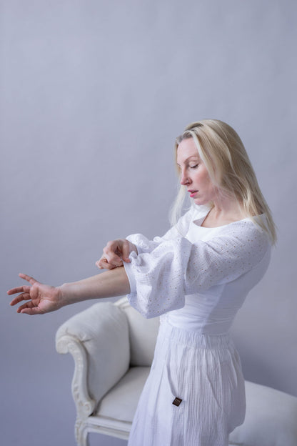 Dámská halenka z mušelínu a úpletu - Andromeda