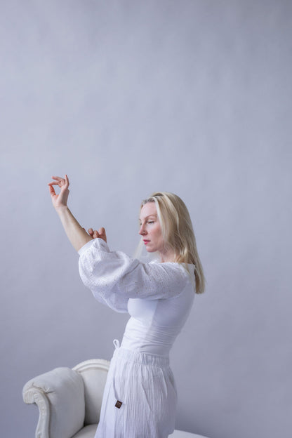 Dámská halenka z mušelínu a úpletu - Andromeda