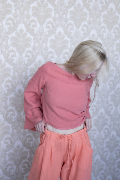 Dámský top z mušelínu, široké rukávy - Amapola