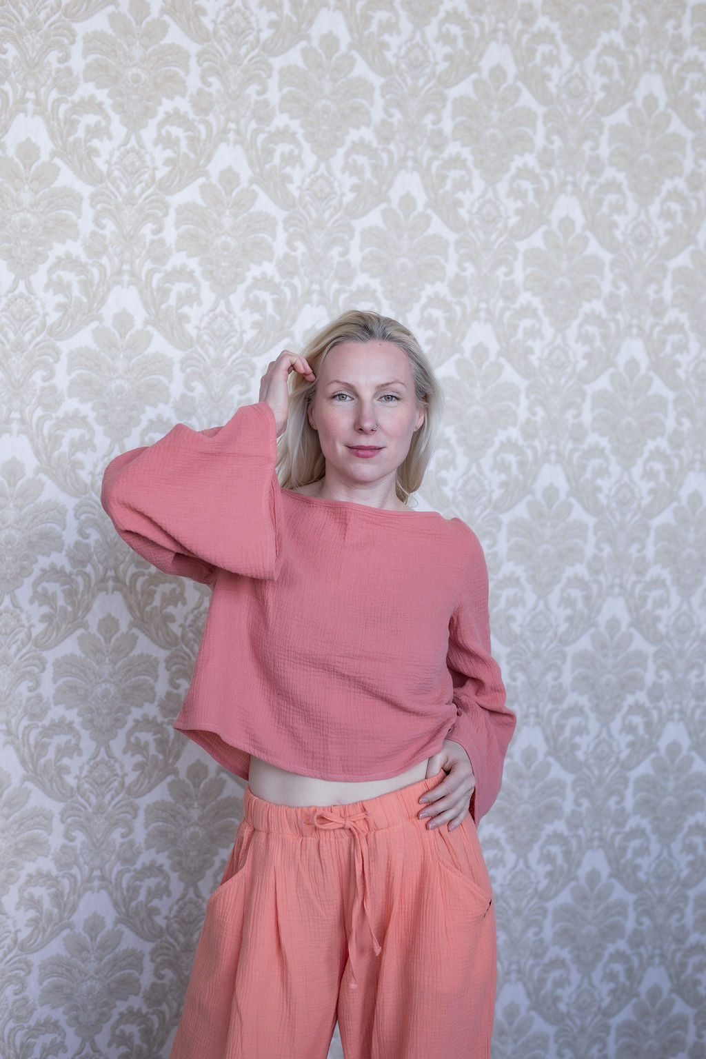 Dámský top z mušelínu, široké rukávy - Amapola