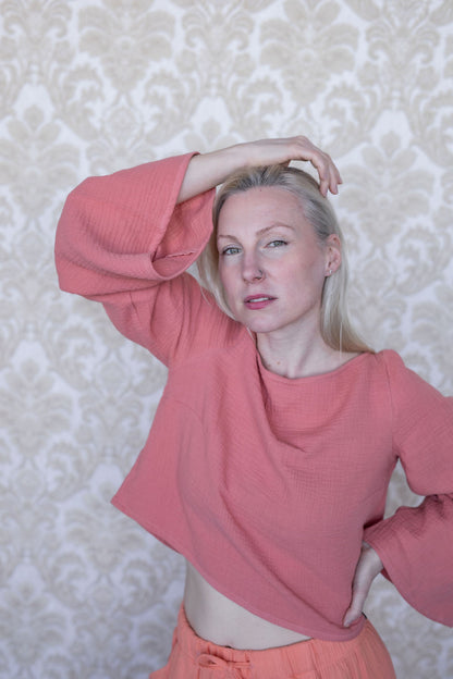 Dámský top z mušelínu, široké rukávy - Amapola