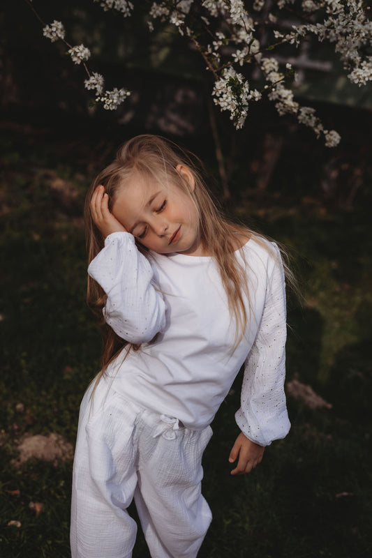 Dívčí halenka z mušelínu a úpletu - Andromeda