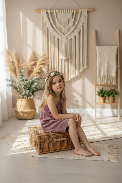 Dívčí šaty  z mušelínu, na jedno rameno -Allie