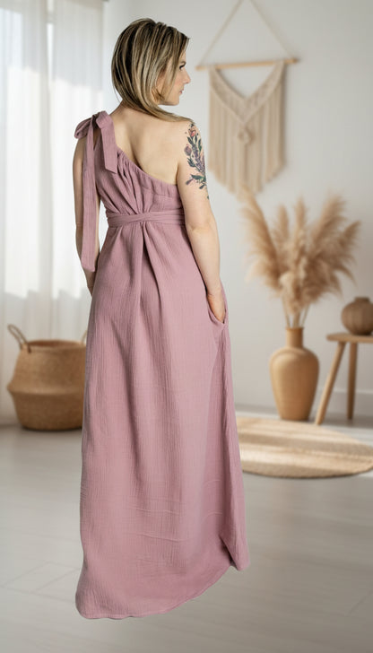 Dámské šaty z mušelínu ,na jedno rameno -Allie