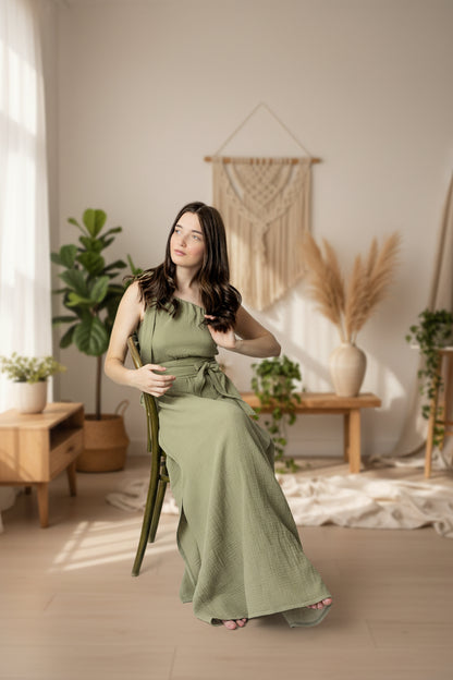 Dámské šaty z mušelínu ,na jedno rameno -Allie