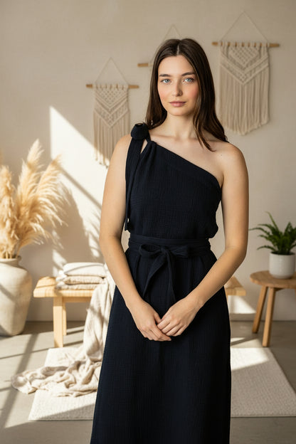 Dámské šaty z mušelínu ,na jedno rameno -Allie