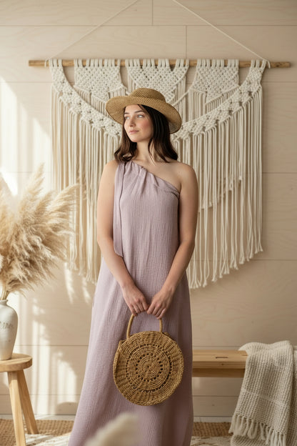 Dámské šaty z mušelínu ,na jedno rameno -Allie