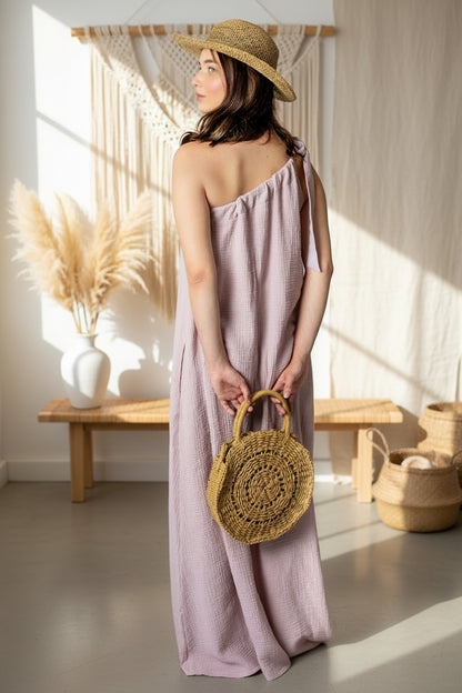 Dámské šaty z mušelínu ,na jedno rameno -Allie