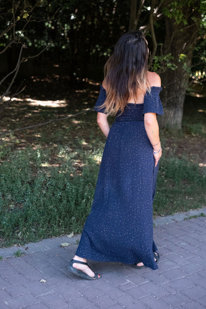 Dámské šaty se žabičkovaným vrškem - mušelín-Bea