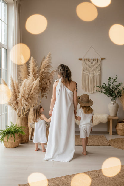 Dívčí šaty  z mušelínu, na jedno rameno -Allie