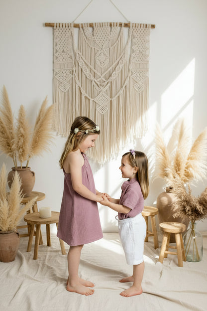 Dívčí šaty  z mušelínu, na jedno rameno -Allie