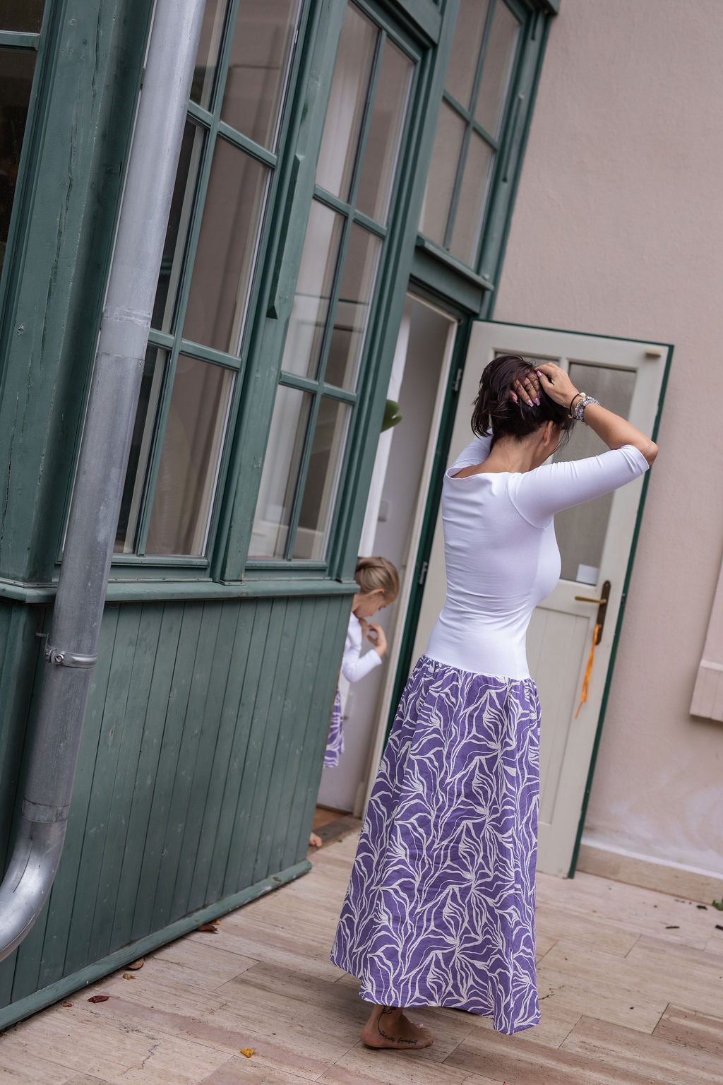 damske-saty-uplet-muselin-3/4-rukav-jednoduchost-styl-pro-kazde-rocni-obdobi-vecere-k-mori-elegantni-fialovy-abstract