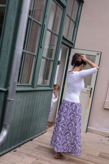 damske-saty-uplet-muselin-3/4-rukav-jednoduchost-styl-pro-kazde-rocni-obdobi-vecere-k-mori-elegantni-fialovy-abstract