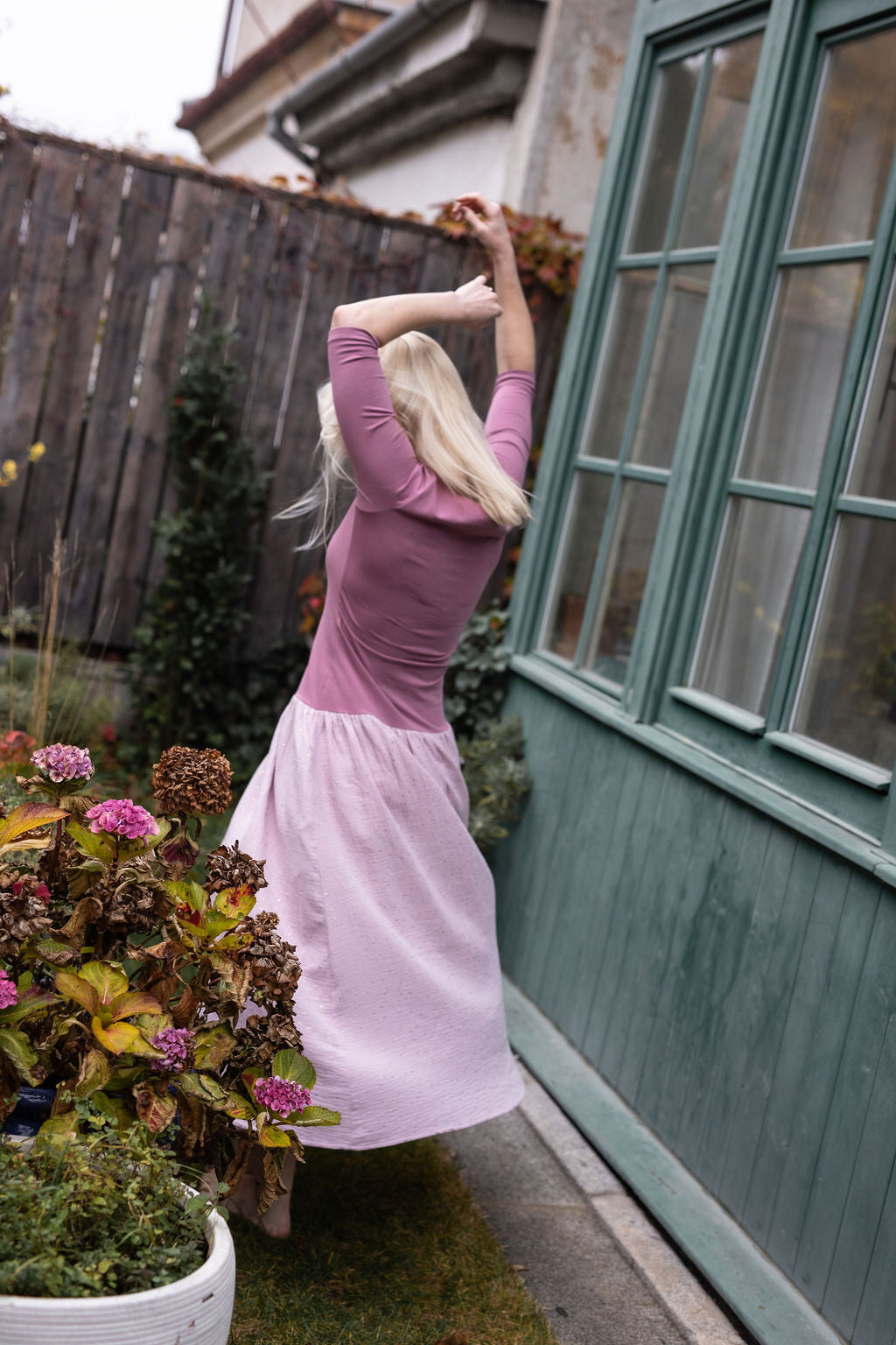 damske-saty-uplet-muselin-3/4-rukav-jednoduchost-styl-pro-kazde-rocni-obdobi-vecere-k-mori-elegantni-zlate-tecky-růžova