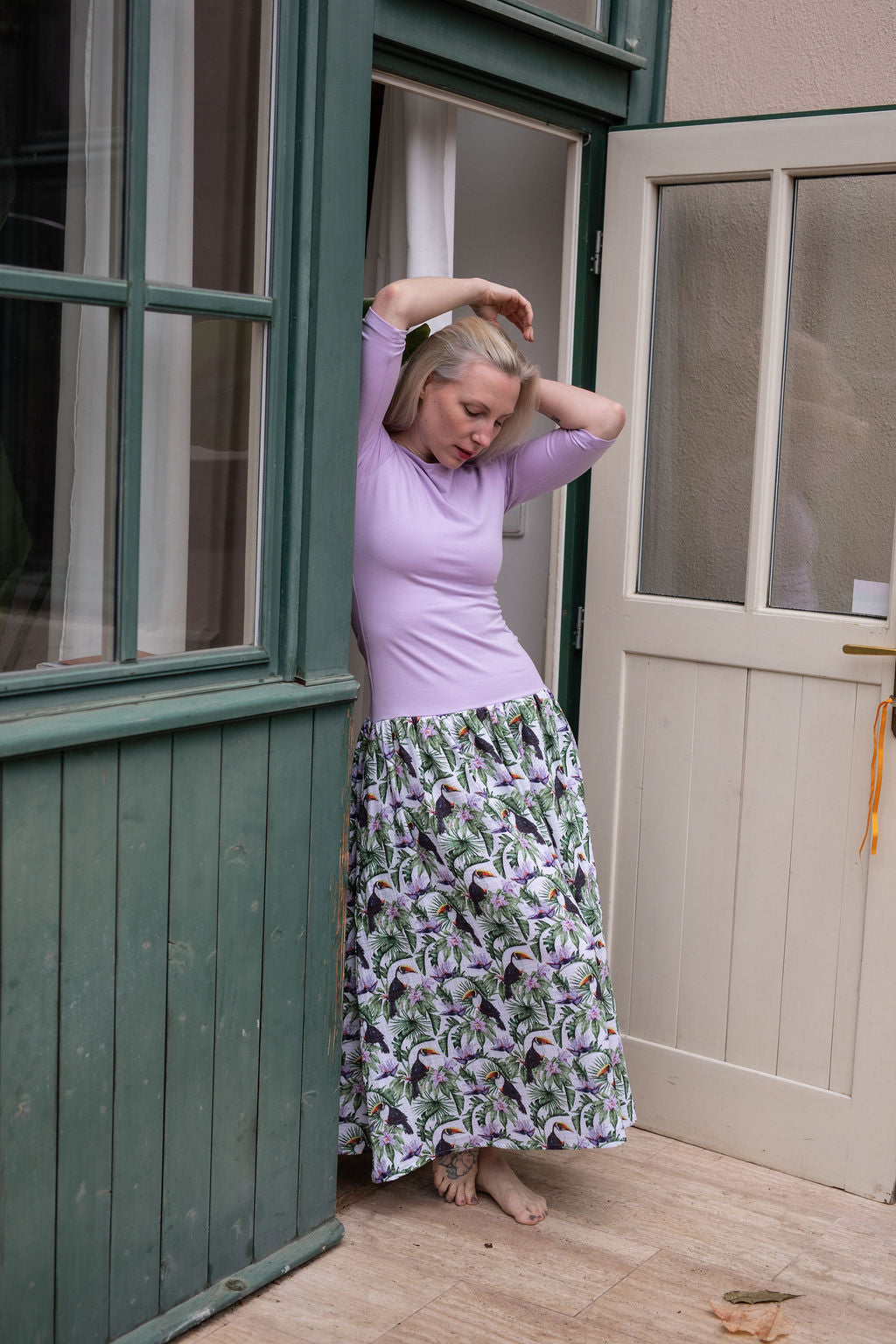 damske-saty-uplet-muselin-3/4-rukav-jednoduchost-styl-pro-kazde-rocni-obdobi-vecere-k-mori-elegantni-tukani