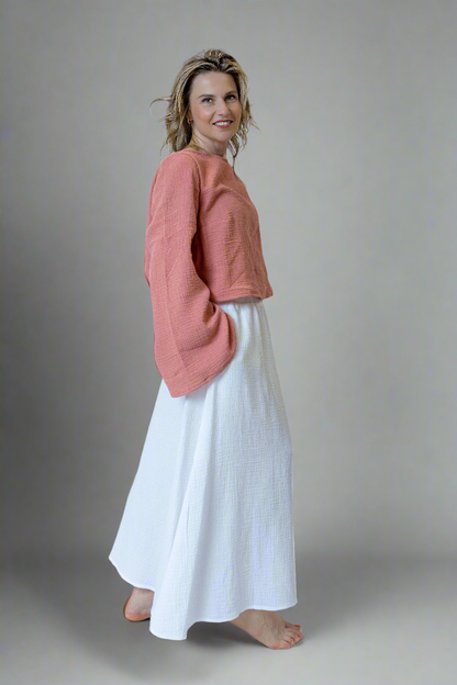 damsky-top-měkký-prodyšný-mušelín-stylový-volný-široky-rukáv-Ideální-pro-každodenní-nošení-letní-večery-Lehkost-elegance-volnost-pro-teplé-dny-coral