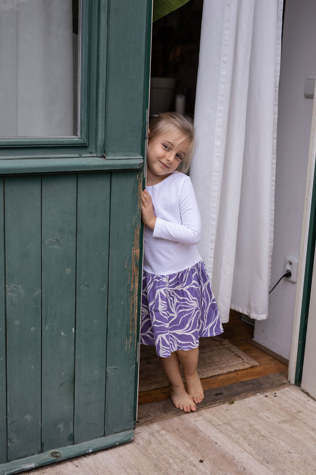 divci-saty-uplet-muselin-3/4-rukav-jednoduchost-styl-pro-kazde-rocni-obdobi-vecere-k-mori-elegantni-fialovy-abstract