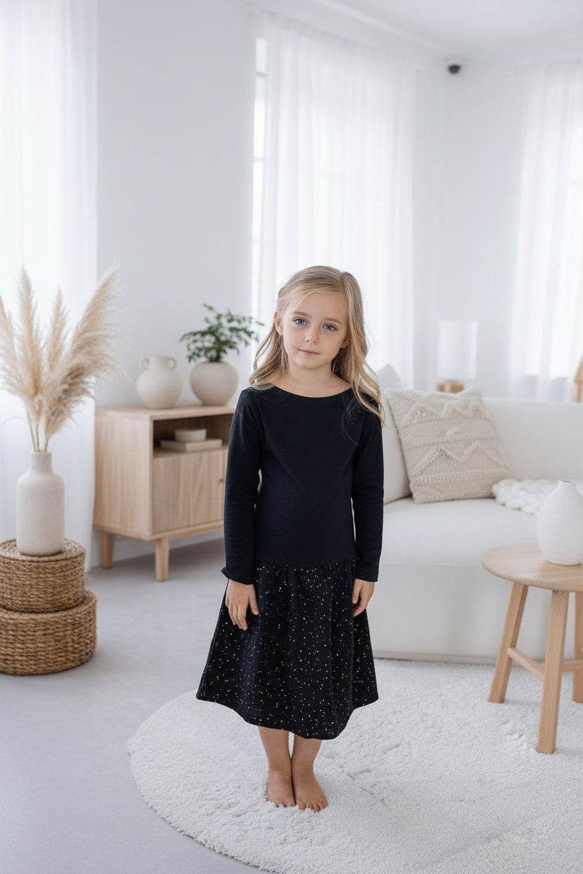 divci-saty-uplet-muselin-3/4-rukav-jednoduchost-styl-pro-kazde-rocni-obdobi-vecere-k-mori-elegantni-zlate-tecky-černa