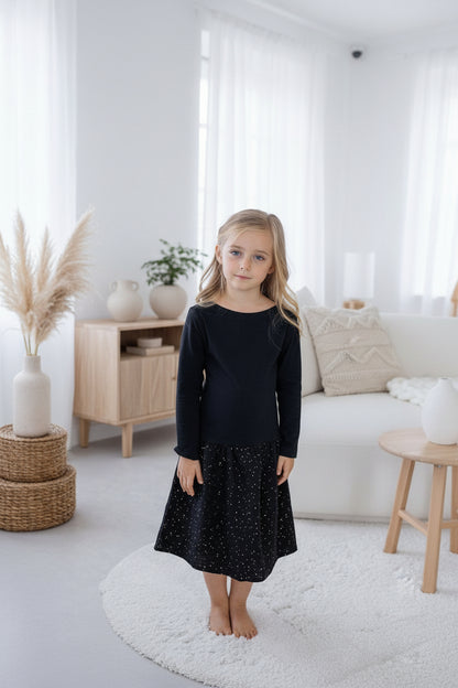 divci-saty-uplet-muselin-3/4-rukav-jednoduchost-styl-pro-kazde-rocni-obdobi-vecere-k-mori-elegantni-zlate-tecky-černa