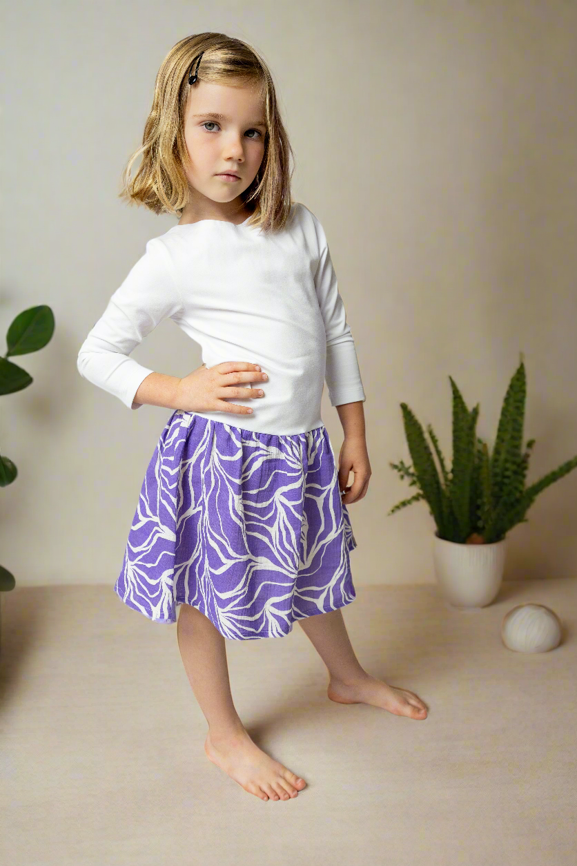 divci-saty-uplet-muselin-3/4-rukav-jednoduchost-styl-pro-kazde-rocni-obdobi-vecere-k-mori-elegantni-purple-abstract