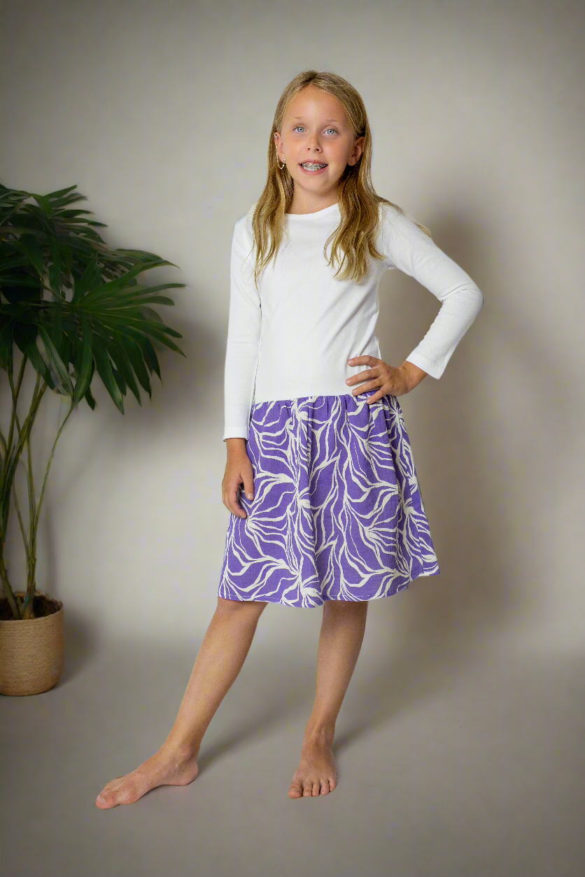 divci-saty-uplet-muselin-3/4-rukav-jednoduchost-styl-pro-kazde-rocni-obdobi-vecere-k-mori-elegantni-purple-abstract