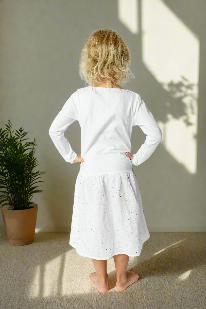 divci-saty-uplet-muselin-3/4-rukav-jednoduchost-styl-pro-kazde-rocni-obdobi-vecere-k-mori-elegantni-zlate-tecky-bila