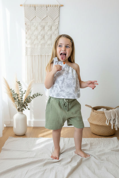 Dívčí top z mušelínu, na jedno rameno -Alis