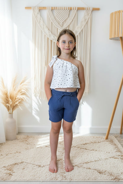 Dívčí top z mušelínu, na jedno rameno -Alis
